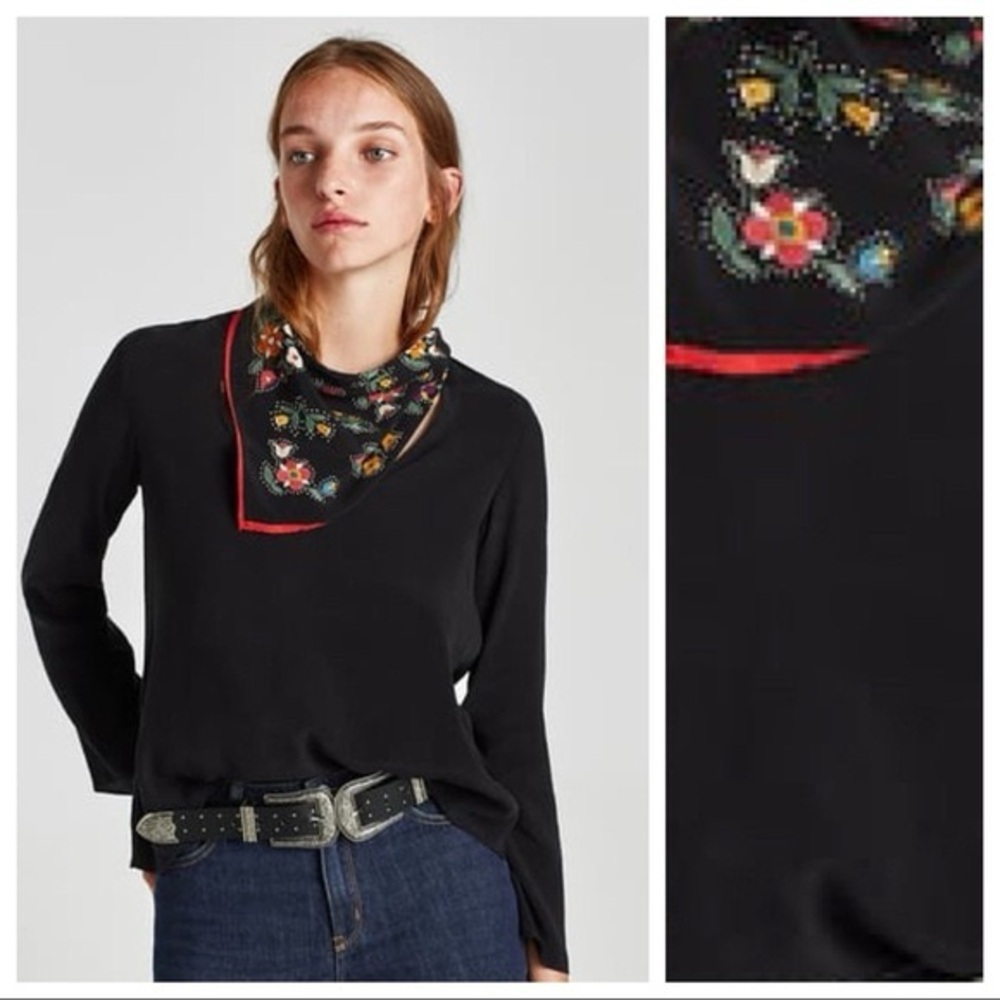 Zara TOP WITH PRINTED SCARF